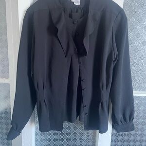 Oscar de la Renta Black Button-Up Blouse